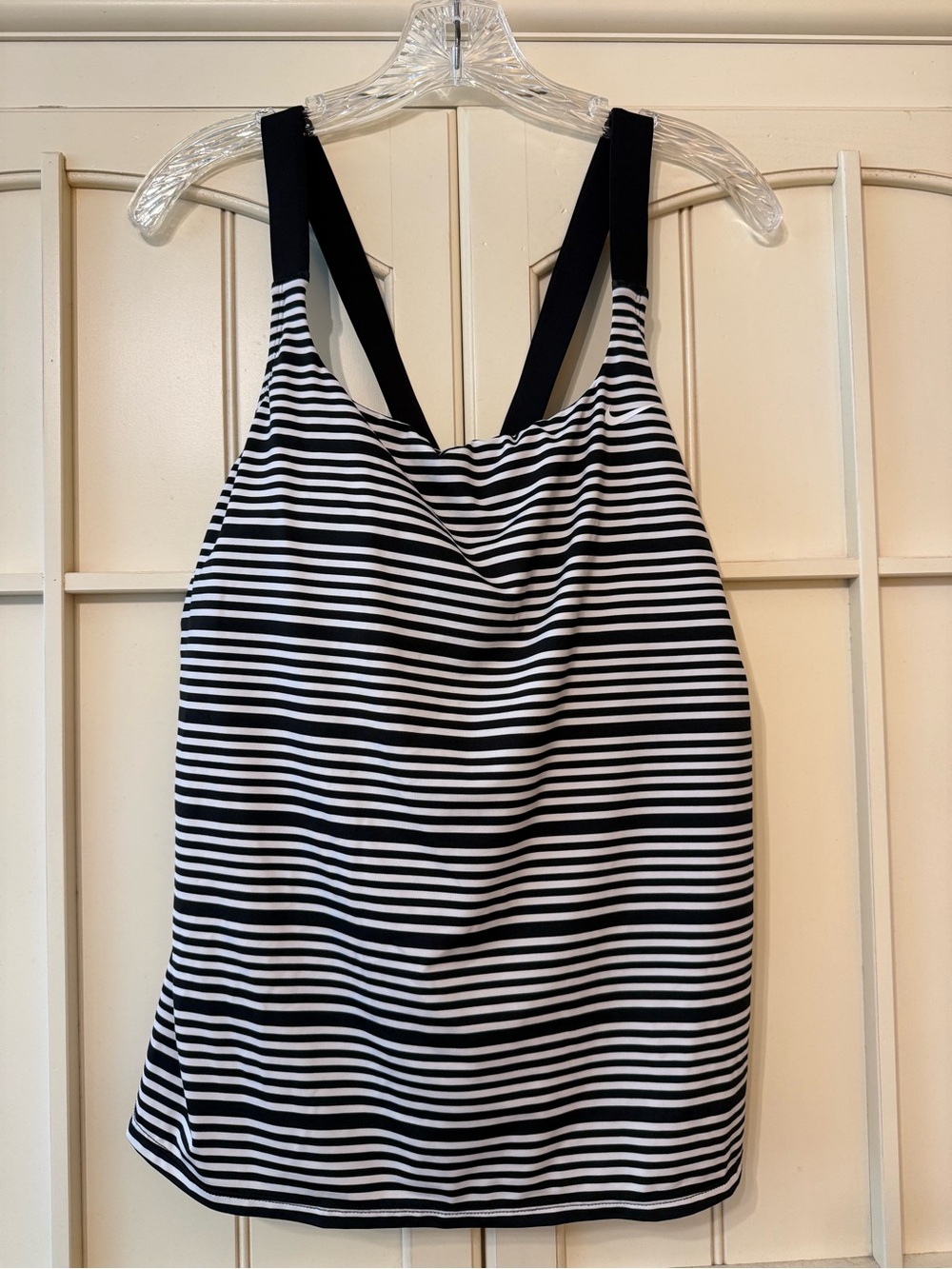 Nike Black & White Striped Tankini Top XXL